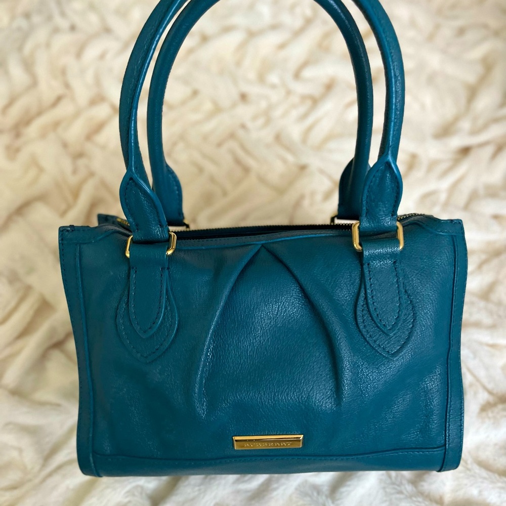 BURBERRY Pilgrim Satchel with Detachable Crossbody Strap - Teal Kingfisher